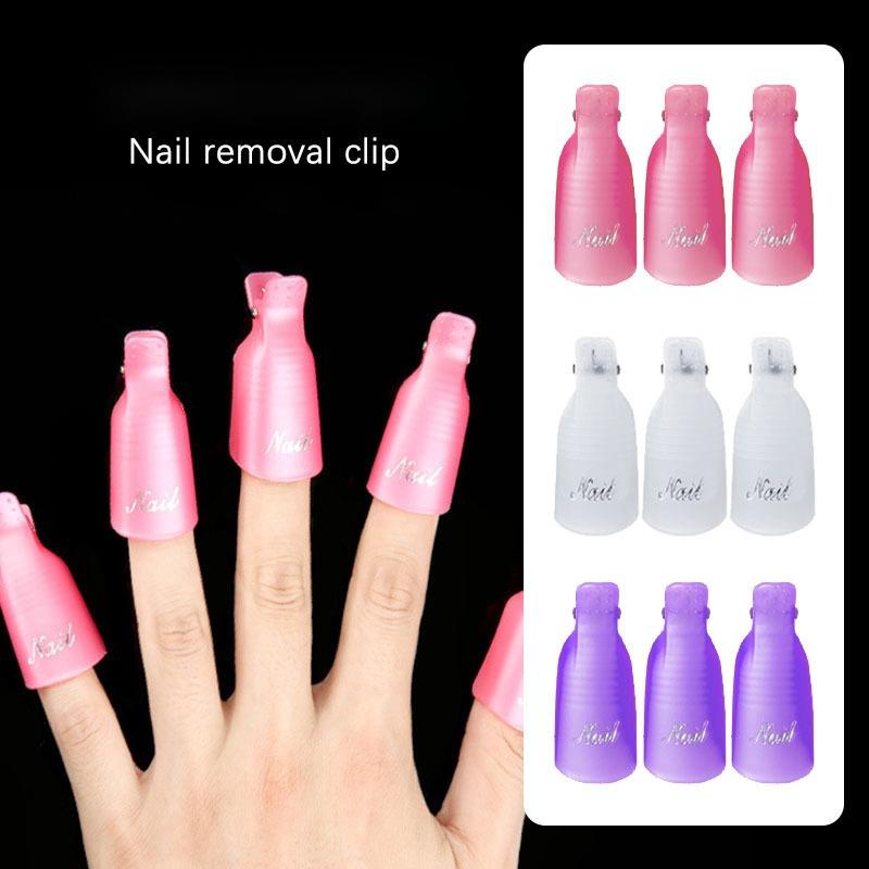 10 Stück/Beutel Nagel Acryl Entferner Clip zum Entfernen von UV LED Gel Lack Lila Rosa Maniküre Werkzeuge Nagelzubehör für Profis