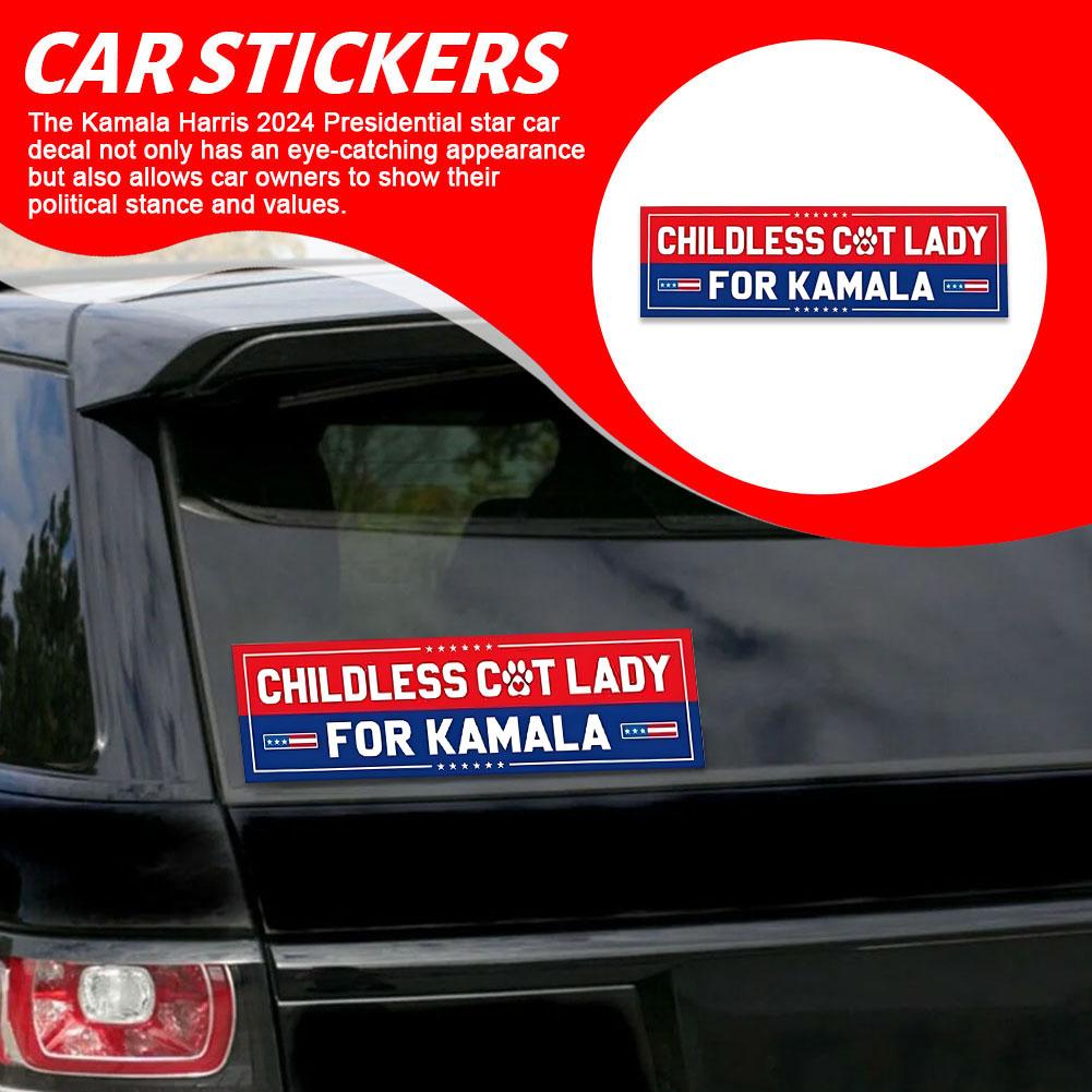 1pcs Kamala Harris 2024 Stickers,President Kamala Harris 2024 Flag Bumper Sticker Waterproof Vinyl Decals For Car P9W3