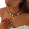 Starfish Conch Pendant Irregular Chain Necklace Bohemian Jewelry  Summer Beach Vacation