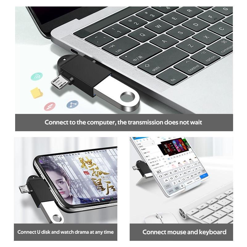 OTG Adapter USB Type C Micro USB 2 in 1 Android Mobile Phone Convertor U Disk Tablet OTG Connector USB3.0 OTG For Xiaomi