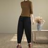 Plus Size Versatile Black High-Waisted Harem Pants - Stylish, Tummy Concealing, Slimming, Loose-Fit Carrot Design