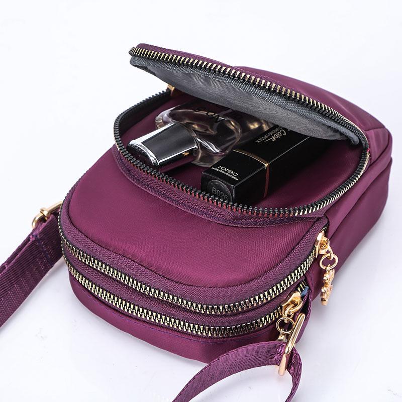 Trendige Nylon-Crossbody-Tasche für Handy & Münzen - Vertikale Umhängetasche