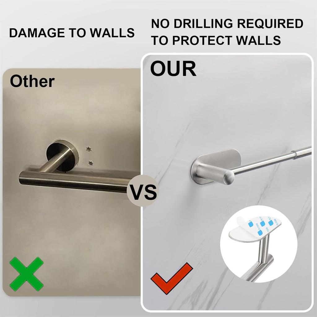 Stainless Steel Towel Bar Retractable Wall Mounted Towel Rack Rustproof Towel Organizer Rod for Bathroom Kitchen Accessories