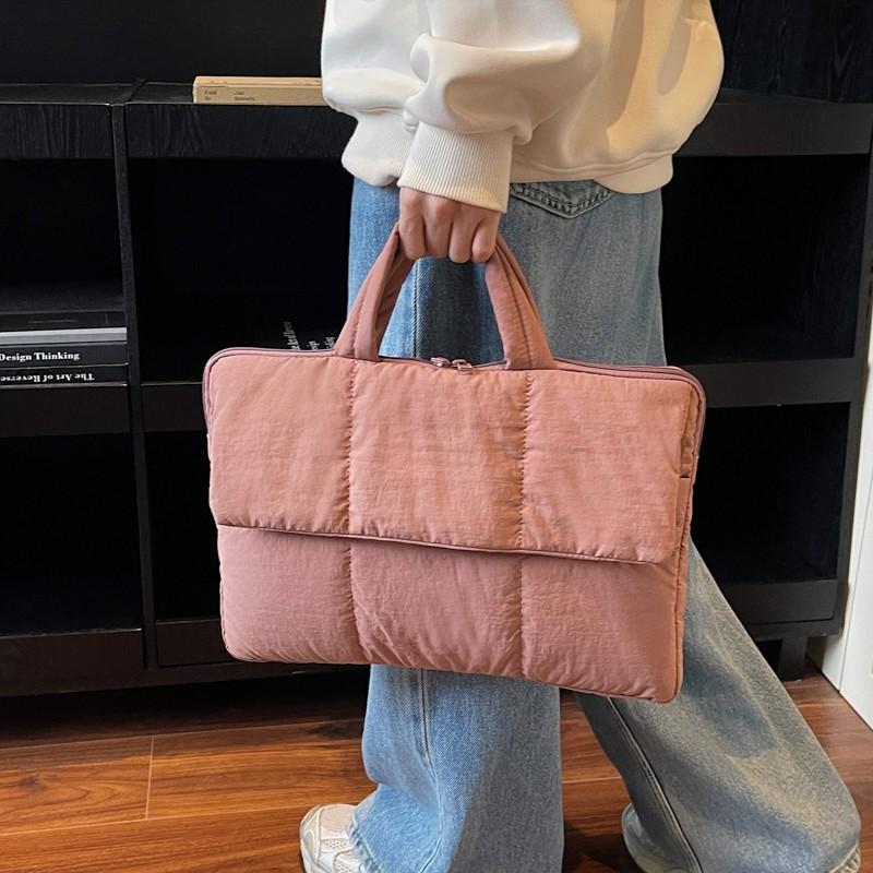 15 Inch Quilted Laptop Case Puffy Laptop Bag with Handle Notebook Bag for Women Men Travel School Work
