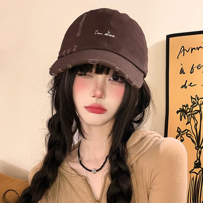 New Retro Washed Soft Top Cap Children's Embroidered Letter Baseball Cap Versatile Face Small Men's and Women's Sun Hats
