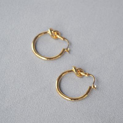 Celi Vento Frio Francês Simples Exquisito Feito à Mão com Nós Brincos de Latão Banhado a Ouro Brincos com Gancho de Orelha Temperamento Versátil Mulher