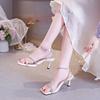 Rhinestone word with shit-stepping sandals women wear beautiful high heels in summer women's 2025 new fashion light luxury