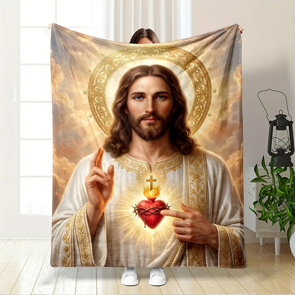 Sacred Heart Religious Icon BlanketFlannel blanket for bedroom, living room, sofa, and nap