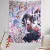 Purple Pink Anime Girl Tapestry Wall Hanging Glitch Pastel Goth Aesthetic Wall Art Dorm Bedroom Living Room Decor