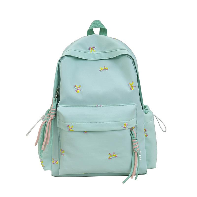 Backpack with Embroidered Bow Pattern for Teenage Girls Daily Use Cute Kawaii Style