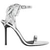 Zara Pu Open-Toe Elegant Bow Decor Metallic Layer Effect High Heels One-Strap Sandals 9.5Cm Women Sandals Silver 3324510808