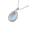 European & American Luxury Sea Blue Topaz Water Drop Pendant Necklace