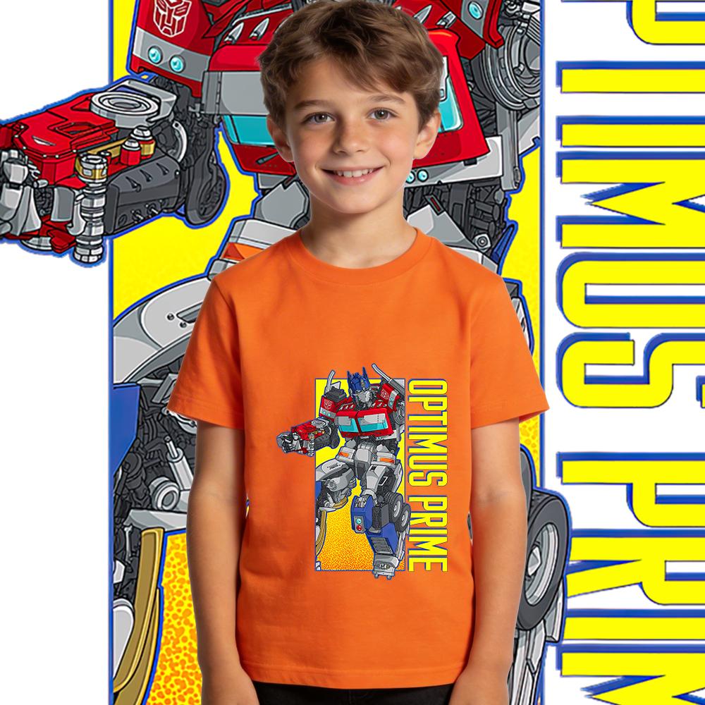 Transformers Optimus Prime Heroic Stance Print  T Shirt Boys Girls Kids Casual Tee Top Soft Breathable