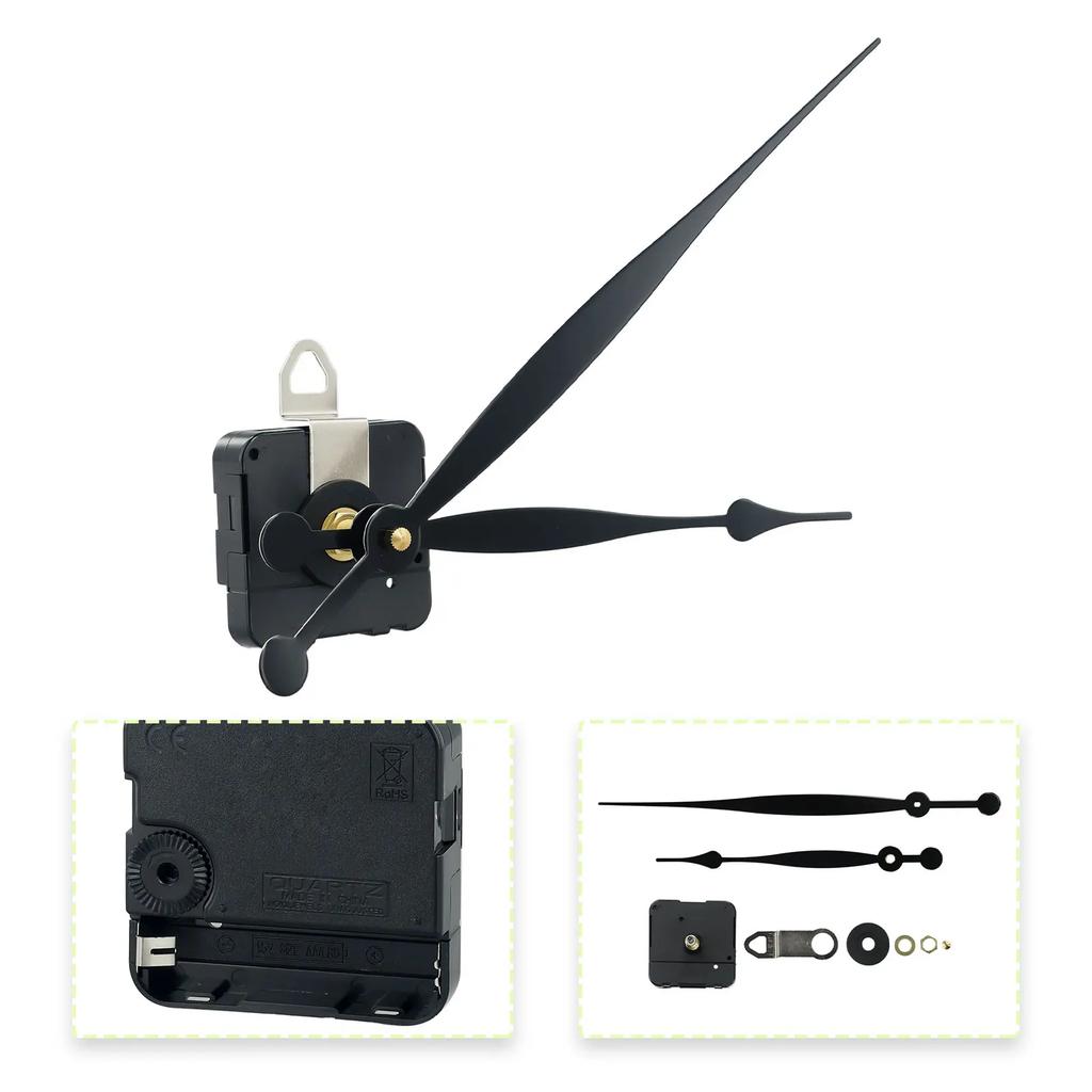 Quality Silent Quartz DIY Mechanism Movement Kit Large Long Hands Clock Movement High Torque Wall Clock Accessories Black