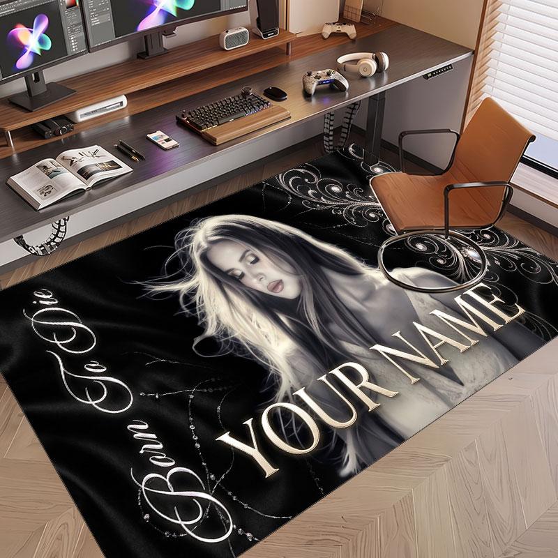 Custom Name Crystal Velvet Rug,Lana Del Rey Comfortable Anti Slip Floor Mat For Room Decoration