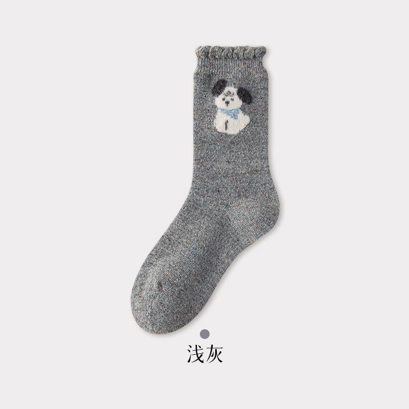 Thickened Warm Wool Socks Cute Cartoon Ideas Yarn Tube Socks Children Puppy Pile Stockings