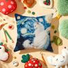 Van Gogh Starry Sky Kawaii Cat Pillow Case Plush Fabric Soft Double-Sided Printed Sofa Warm Winter Home Gift Cushion Cover