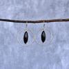 Genuine Black Onyx Hoop Earrings, Sterling Silver Stylish Dangler for Women, Healing Crystal Earrings, Unique Fashion Jewelry Gifts Ideas