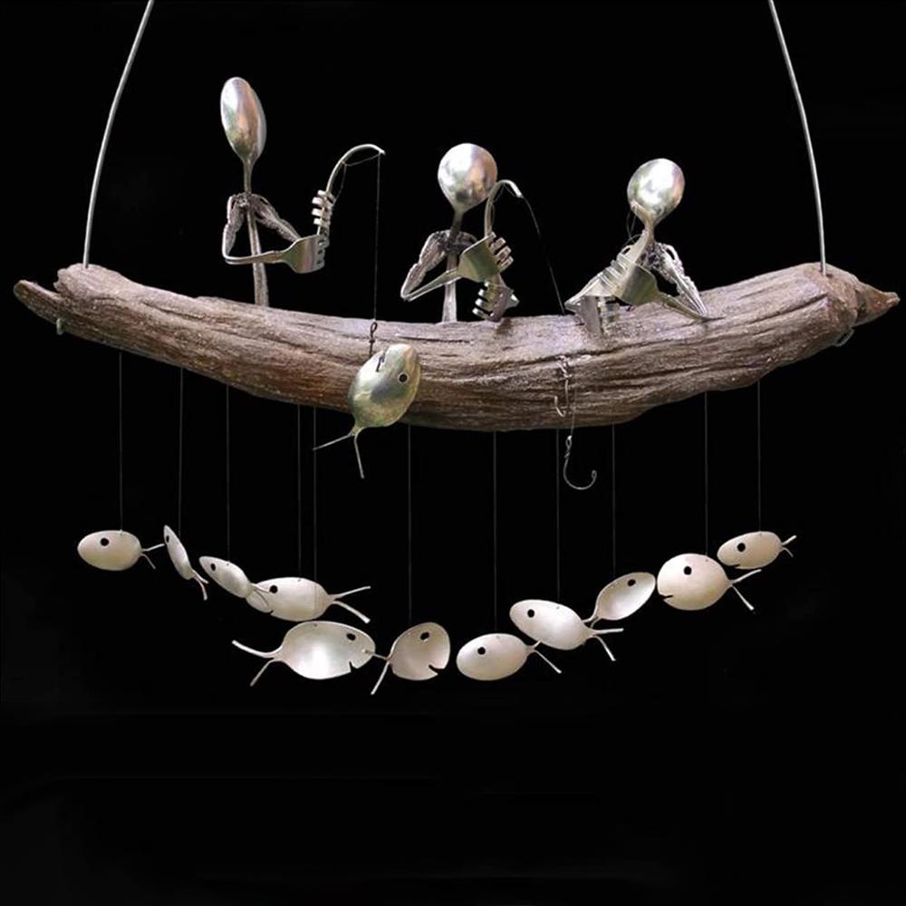 Creative Fishing Man Wind Chime for Garden Decoration and Relaxation