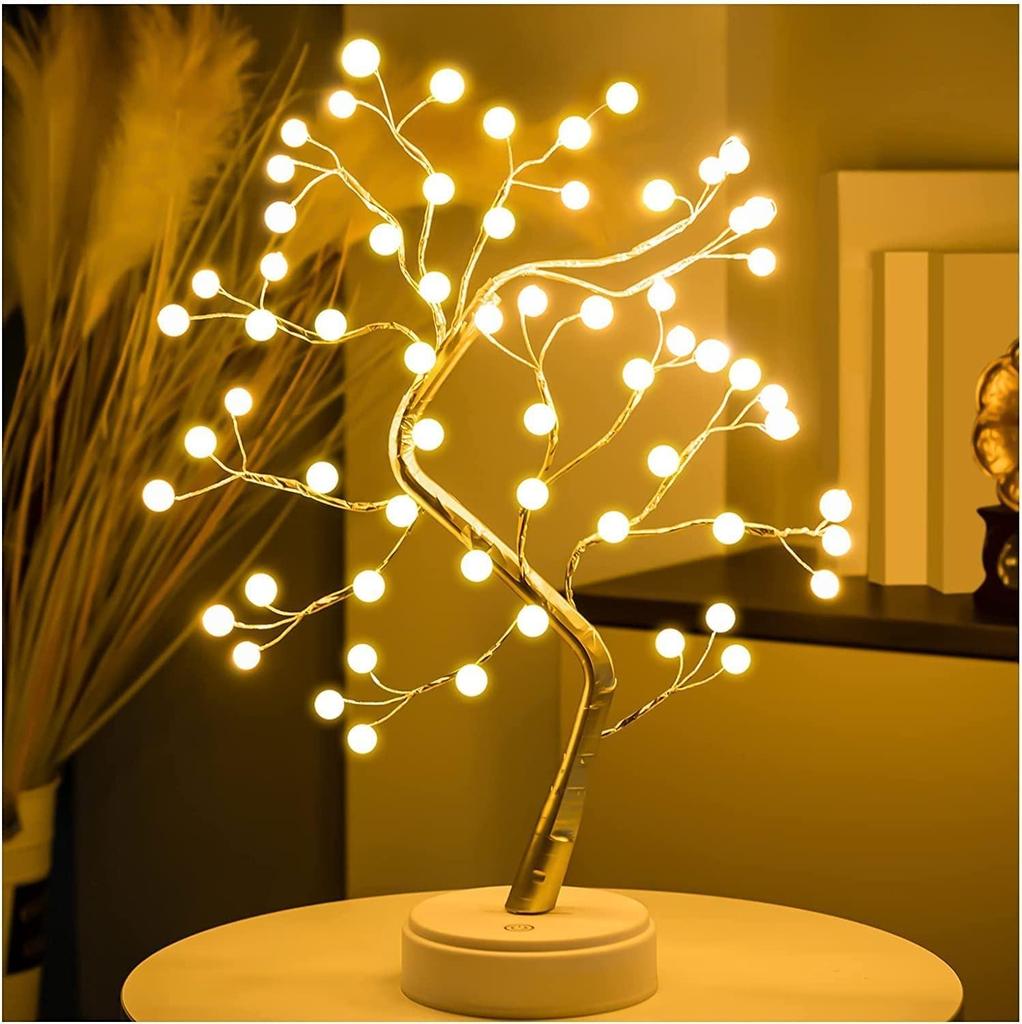 Pearl Bonsai Tree Lamp with Touch Switch | USB & Battery Operated Decorative Light for Home, Bedroom, Festival, Gift Use (Pack of 1)