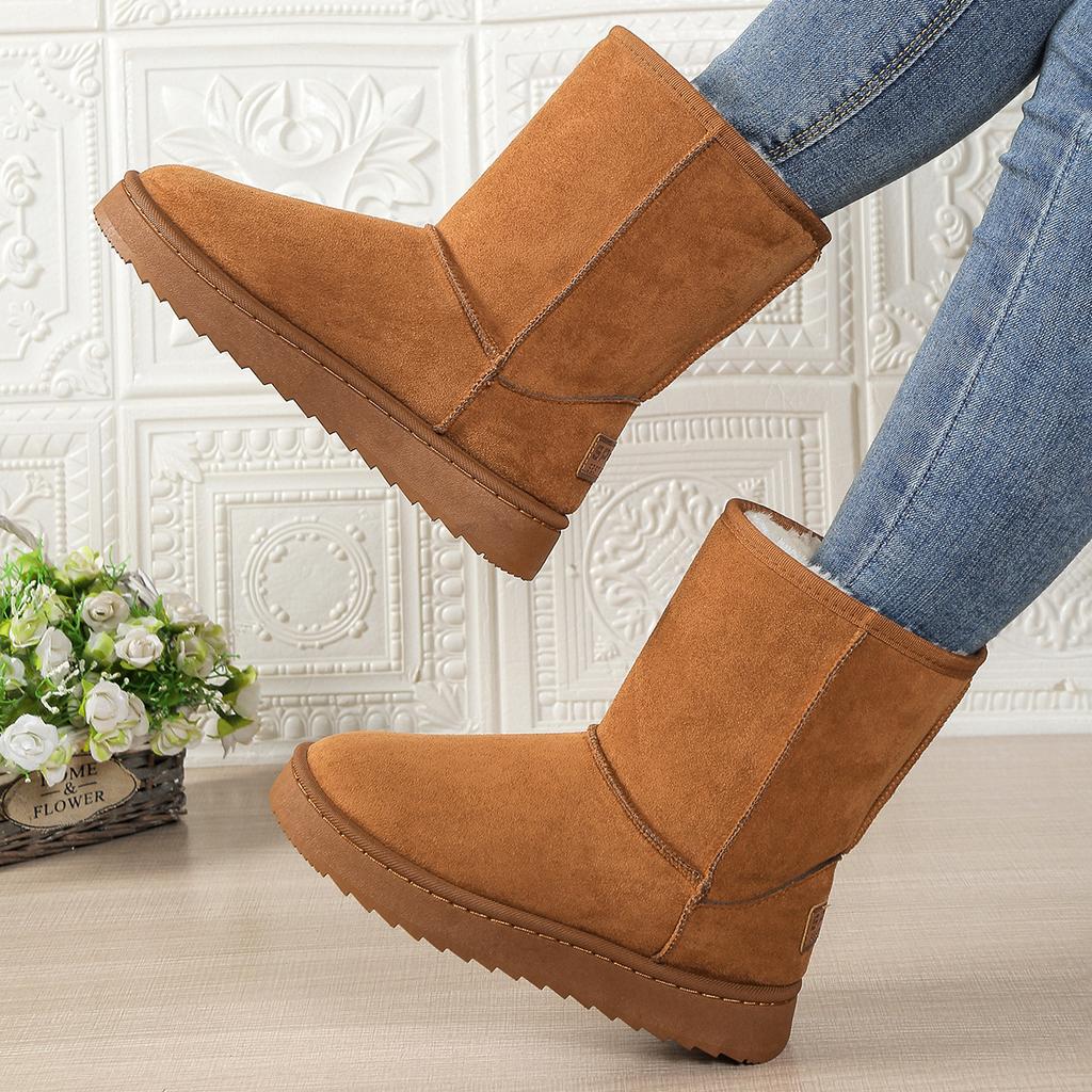 Mid Calf Snow Boots Women Waterproof Warm Platform Boots Large Size Winter Slip On Flat Casual Woman Booties