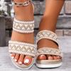 Fashion Colorful Striped Wedge Sandals Women Summer Lightweight Non Slip Beach Slippers Woman Plus Size Fashion Slip On Platform Sandals