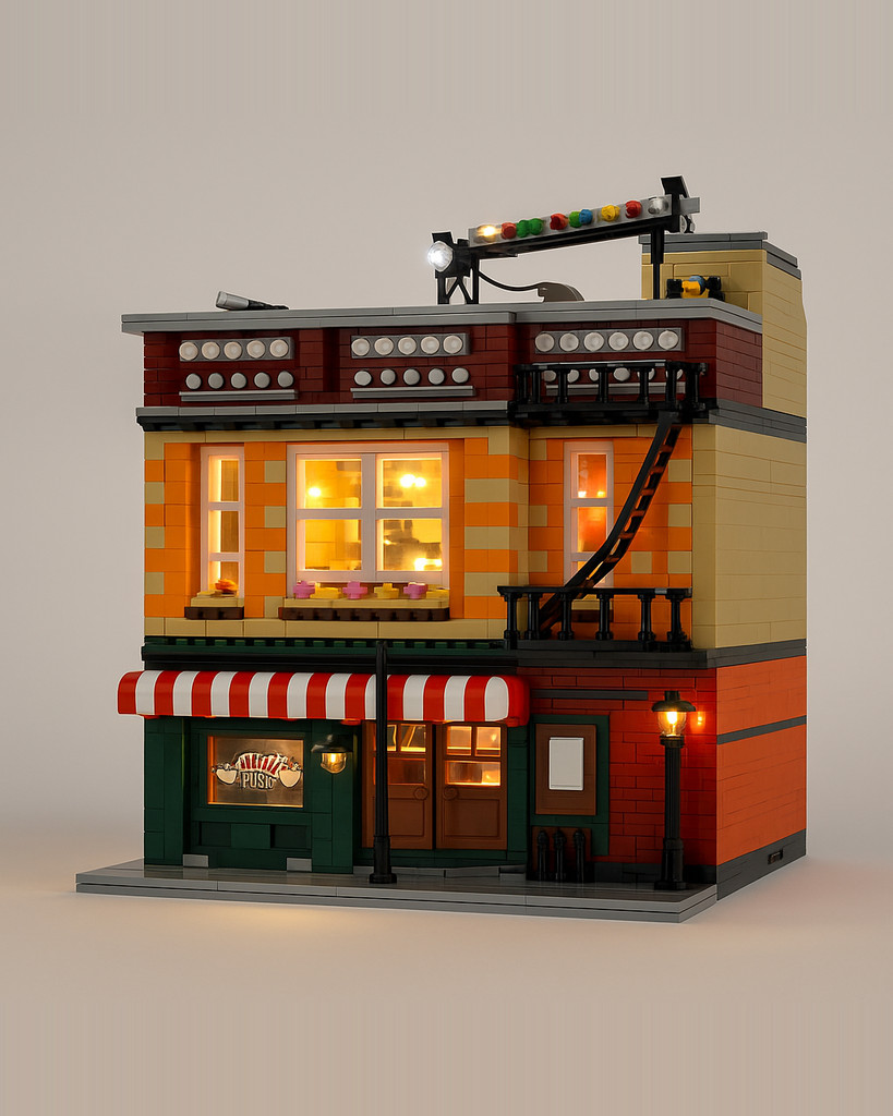 MOULD KING Streetview Building Blocks The MOC Central Perk with Led Lights Assembly Bricks Kids Educational Toys Christmas Gifts