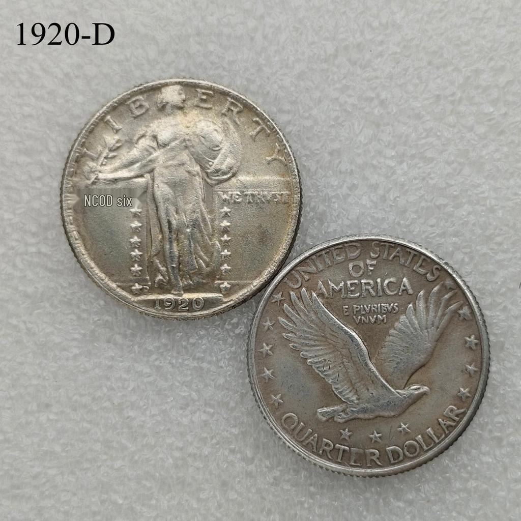 Antique American Liberty 25 Cents Coin, 1916-1930, Optional Brass or Silver Plated