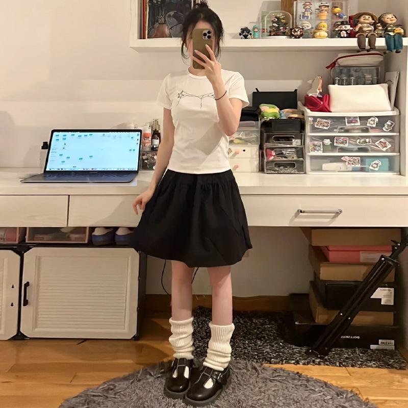 

Юбка Короткая юбка Женская Летняя Новая Универсальная и Тонкая Маленькая юбка XL чёрный