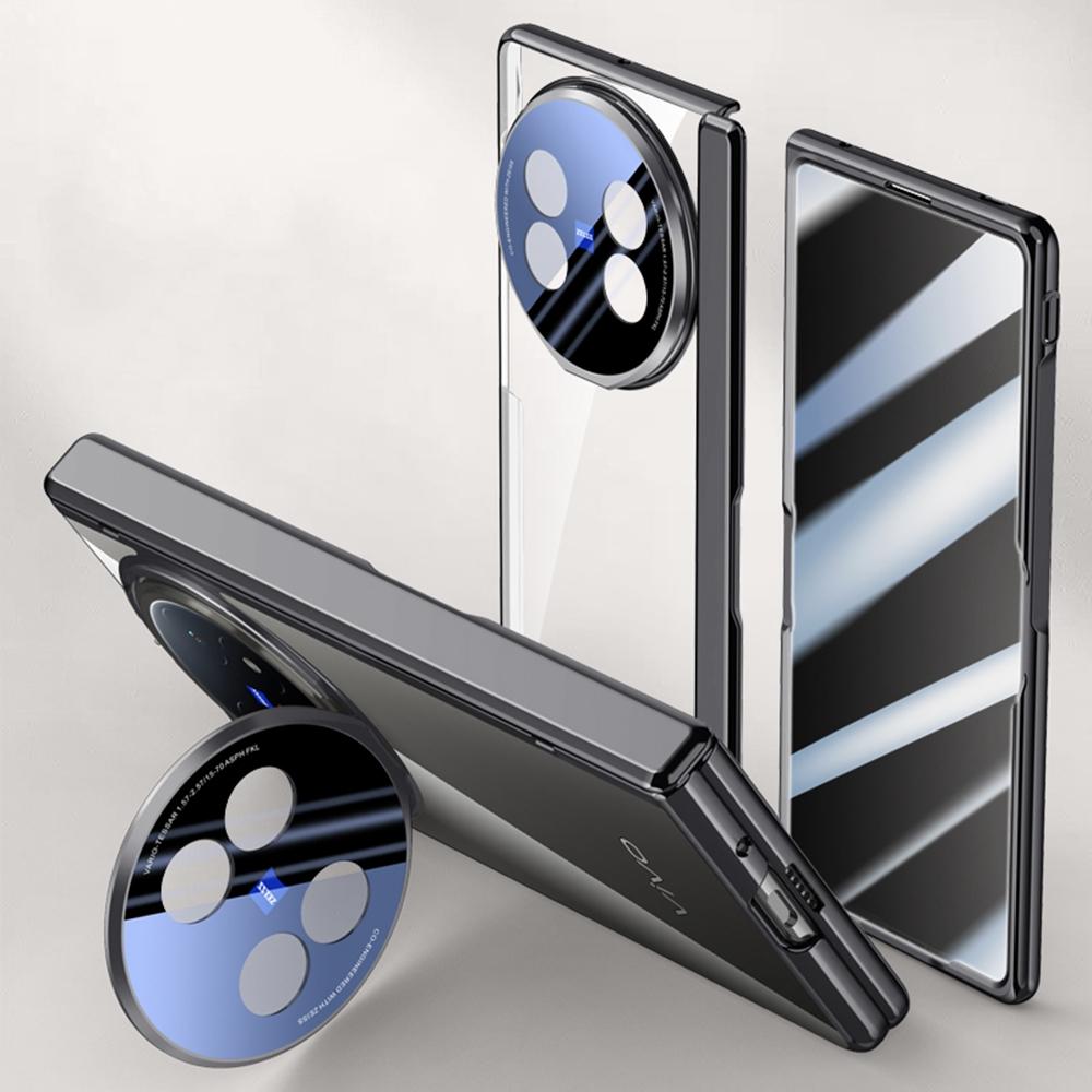 For vivo X Fold5 5G Case PC+Acrylic Phone Cover with Anti-Peep Screen Protector,Lens Kickstand