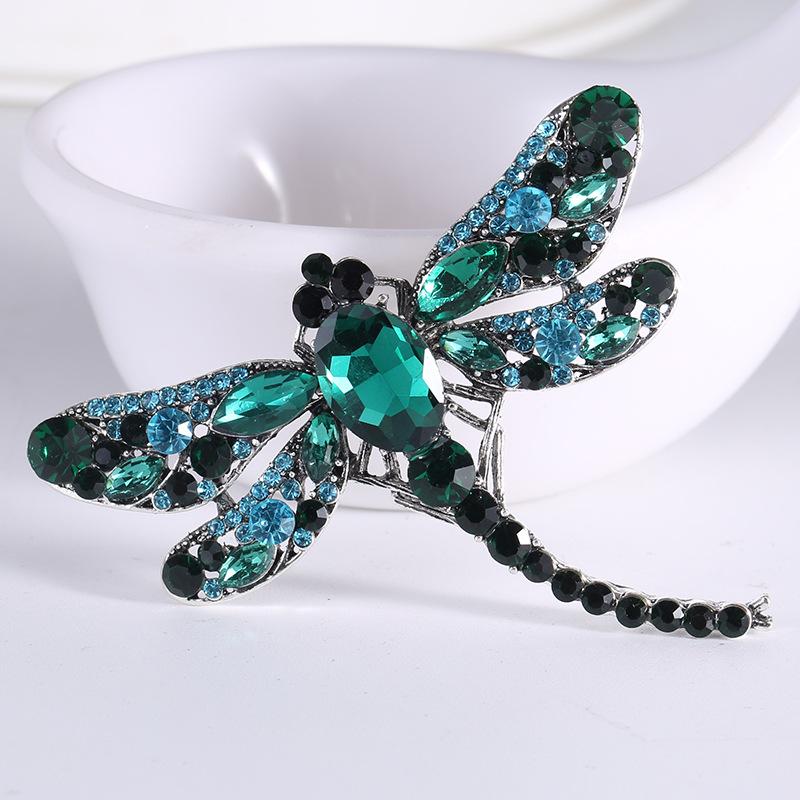 SKEDS High-end Women Men Fashion Crystal Dragonfly Boutique Badges Brooch Luxury Heavy Industry Rhinestone Pin Buckles For Lady