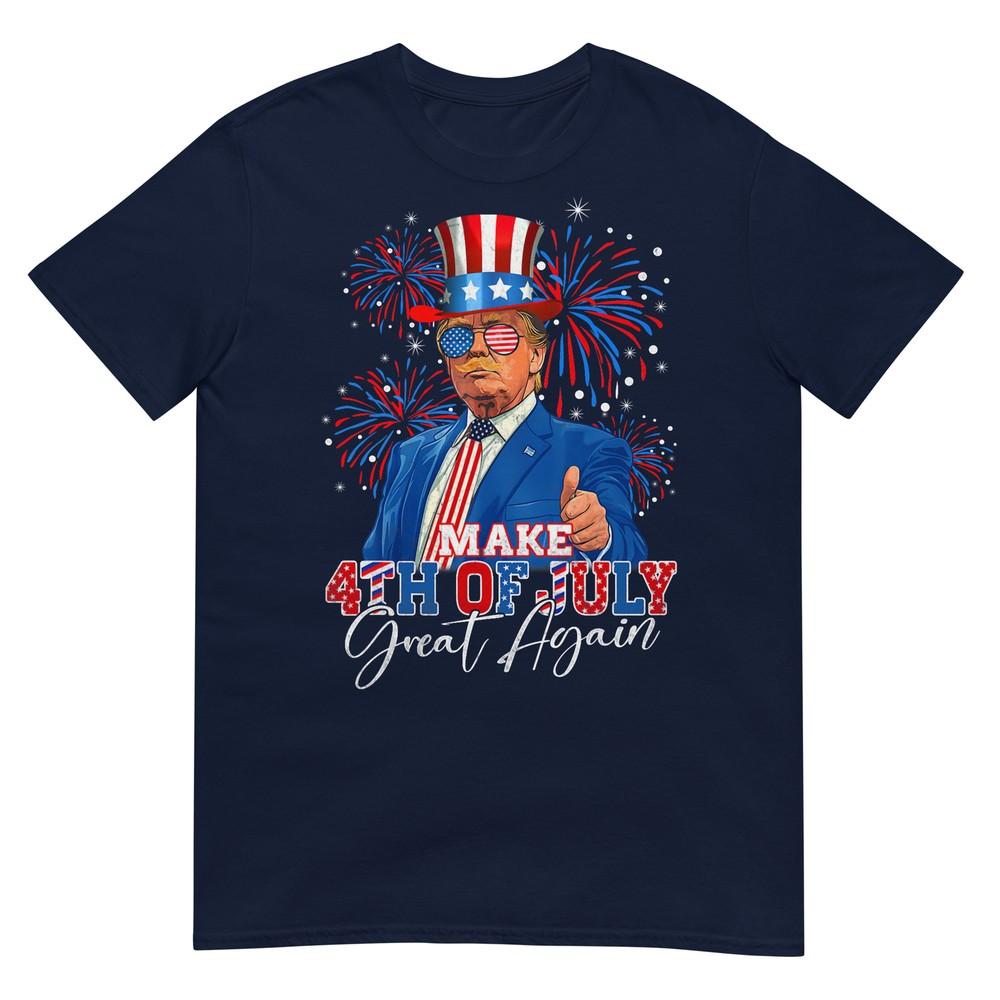 Make 4th Of July Great Again Patriotic Firework Donald Trump TShirt S