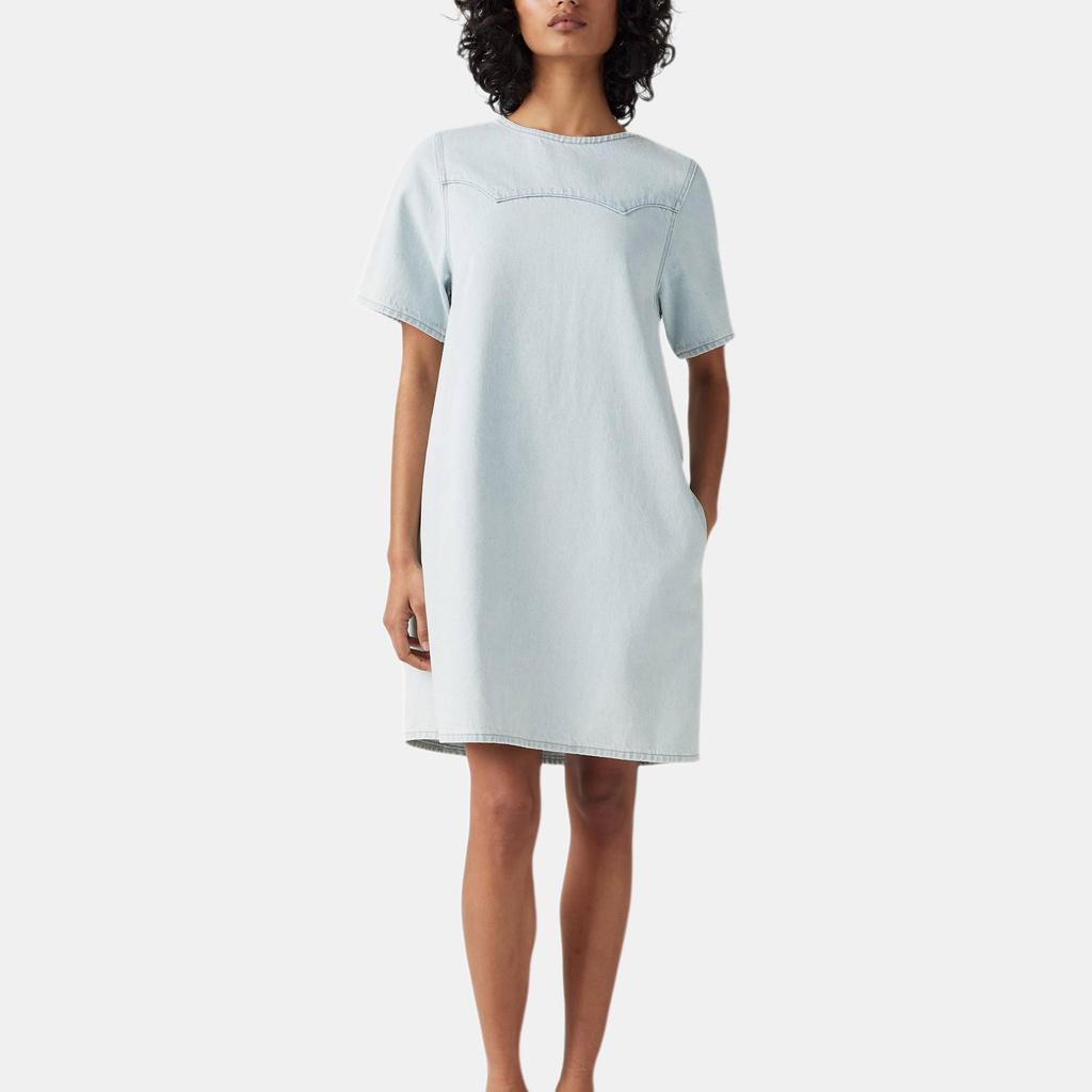 Levis Loose Simple Comfortable Round Neck Denim Short Sleeve Dress Women Dresses 001WD-0000