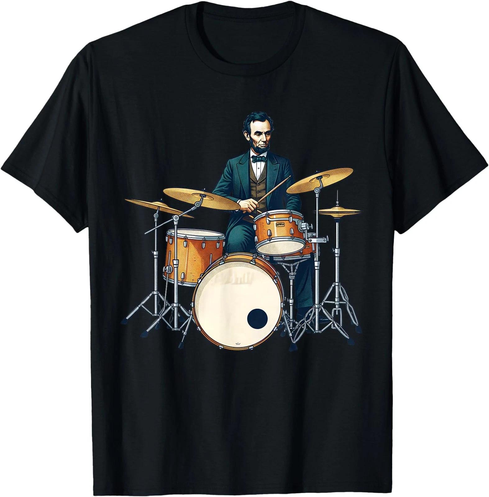 Abraham Lincoln Playing The Drum Set T-Shirt 2XL