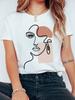 Neck Short Sleeve Workout Top Women's Activewear Face Graphic Sports Tee Casual Crew