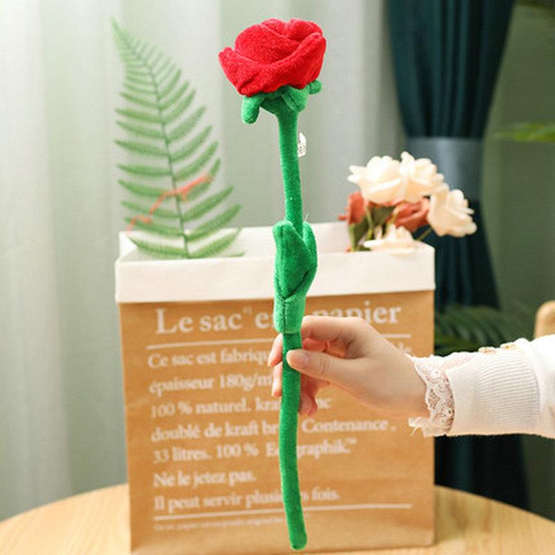 1pcs Cartoon Rose Flower Stuffed Soft Plush Toy Creative Curtain Buckle Home Decoration Christmas Valentine's Day Gift For Girl