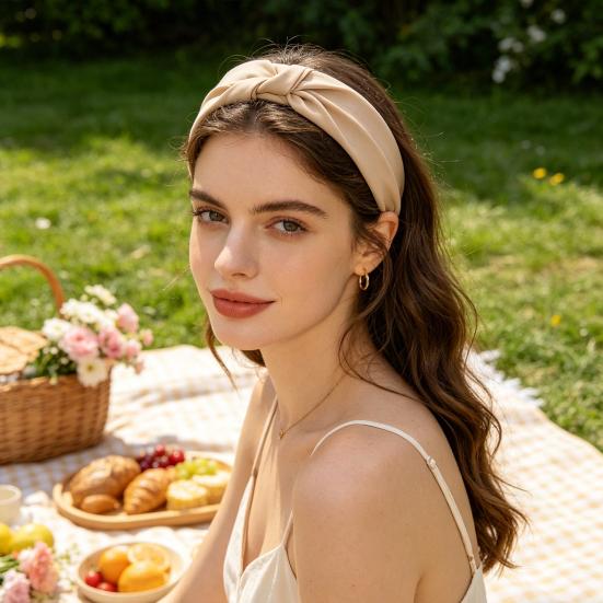 Women Headband Twist Knotted Design Anti-Slip Design Comfortable Fit Wide-Brimmed Hair Hoop Hair Accessory