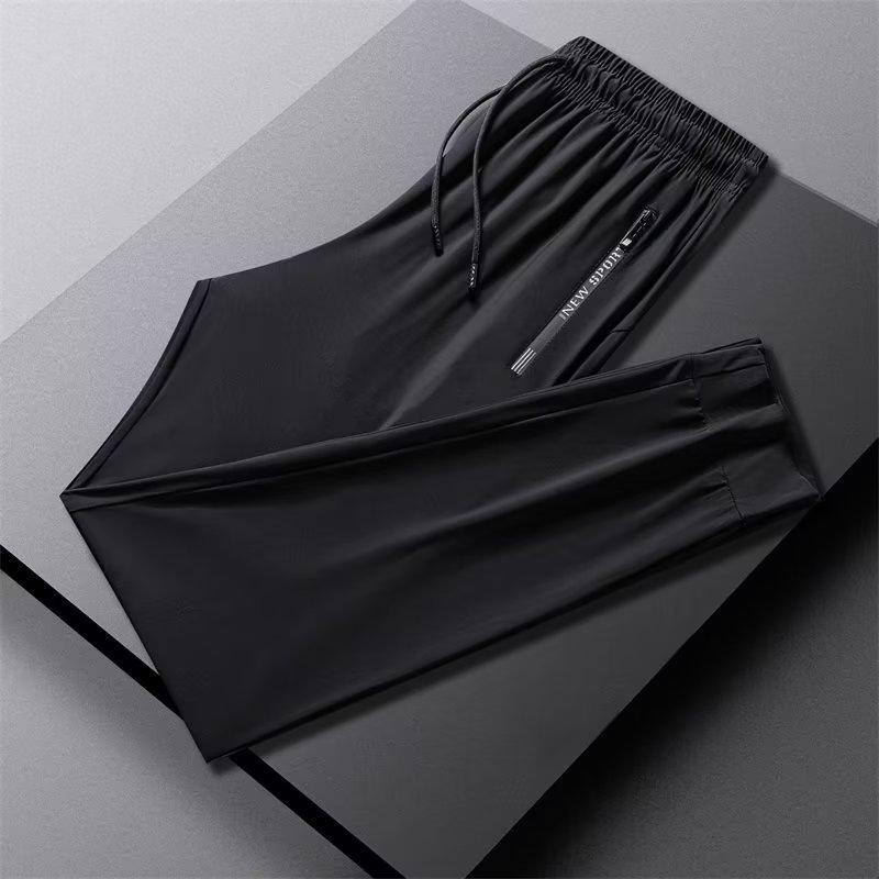 Ice Silk Casual Pants Men's Loose and Comfortable Drape Large Size Korean Version Summer High Elasticity Thin Corset Sports Trousers