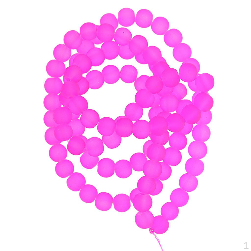 

1 Strand Transparent Frosted Glass Round Jewelry Loose Beads - 6 Colors to Choose Rose Red