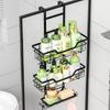 Punch-Free Bathroom Storage: Door & Wall-Mounted Rack for Showers and Washstands
