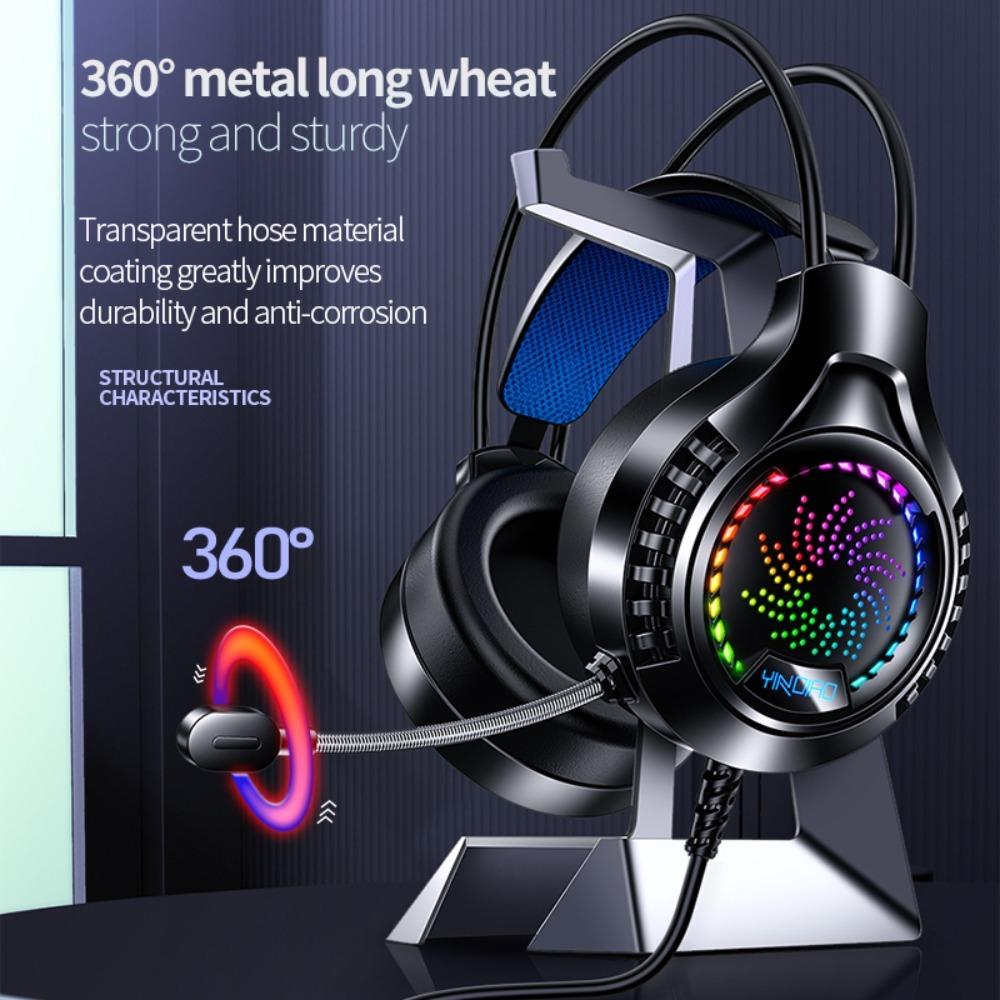 Foldable Computer Wired Headphone RGB Lighting Headset  for Computer/Pc/Gamer/Mobile Phone/Laptop
