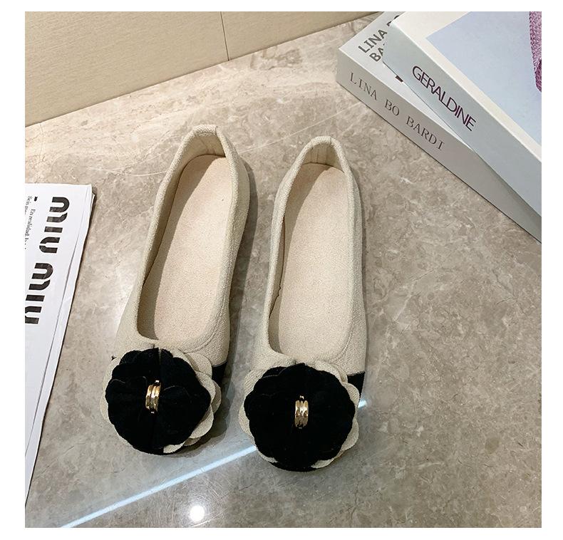 Women's Plus Size Bow Flower Color-block Square-toe Flat Shoes