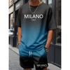 New Summer Plus Size Men's Two-piece Letter Print Pattern Fashion Short-sleeved Suit Street Men Loose Comfortable Shorts