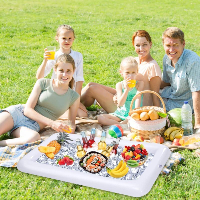 Aufblasbare Servierbar Salat Eiswürfelbehälter Lebensmittel Getränkebehälter BBQ Picknick Poolparty Zubehör Buffet Salat Lebensmittel & Getränke Tablett