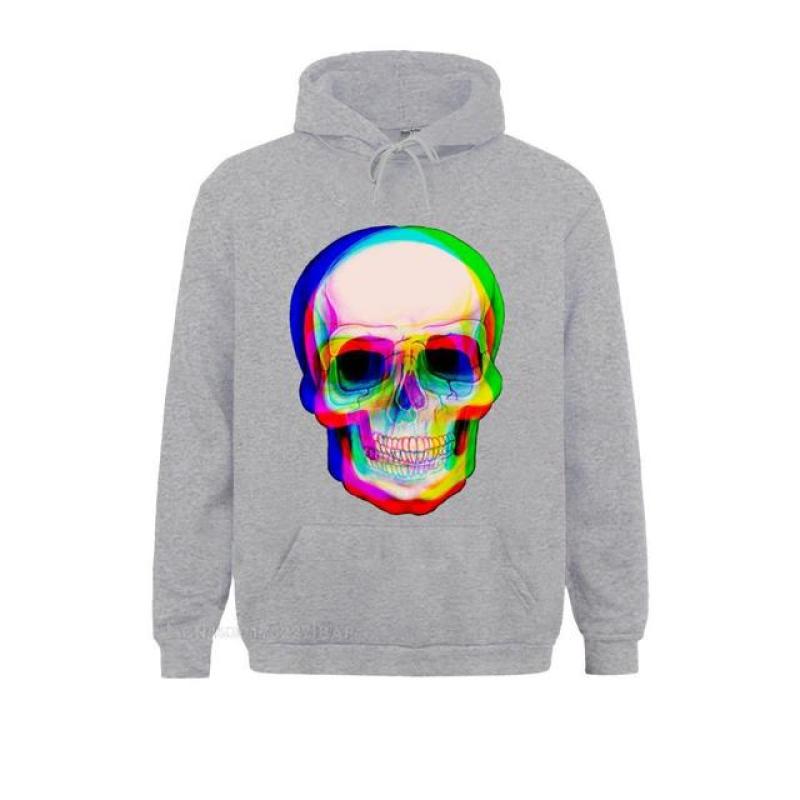 Vaporwave Neon Skull Techno Hipster Hooded Pullover Aesthetic Skull Watercolor Rainbow Space Skull Funny Tshirt For Men Camisa