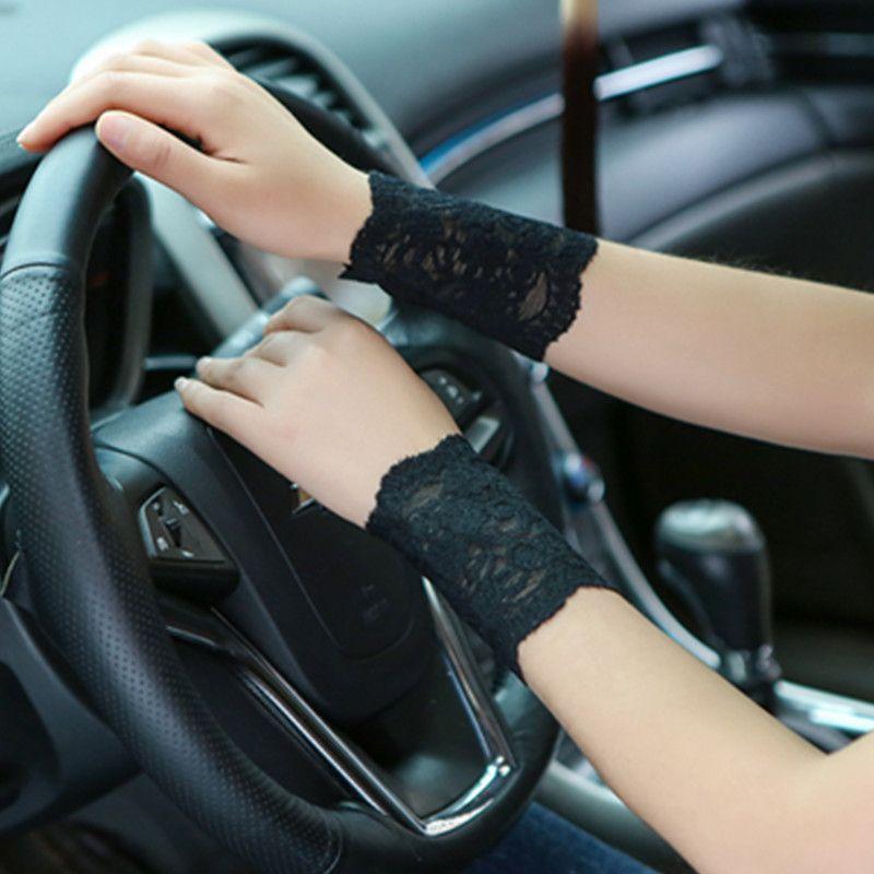 

Summer Gloves Sleeves Scar Covering Tattoo Cover Arm Sleeve Long Women Driving Thin Short Wrist Lace Sleeves Black 10cm All yards