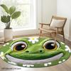 Flanell Bedruckter Lachender Frosch Runder Teppich Innen Teppich für Wohnzimmer Schlafzimmer Rutschfest Weiche Fußmatte Lustige Tier Thema Dekoration