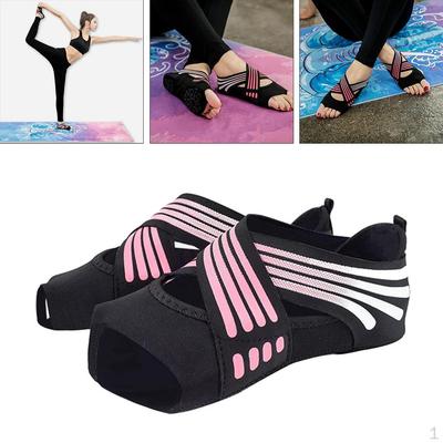1 Pair Non Women Yoga Shoes Pilates Grip Socks for Physical Activities, Exposed Half Toes
