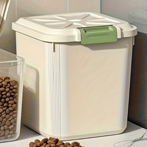 

Sealed Pet Food Storage Container with Wheels & Measuring Scoop - Airtight Rolling Bin for Dog Cat Bird Food, Transparent 23cm слоновая кость