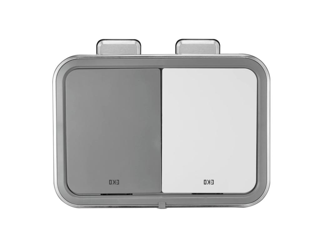 EKO Hana Recycler Duo Pedal-Operated Trash Can, Step Bin, Blue/Gray, 10L+10L with Lid, No Inner Box, EK6200-10L+10L-TB/GY